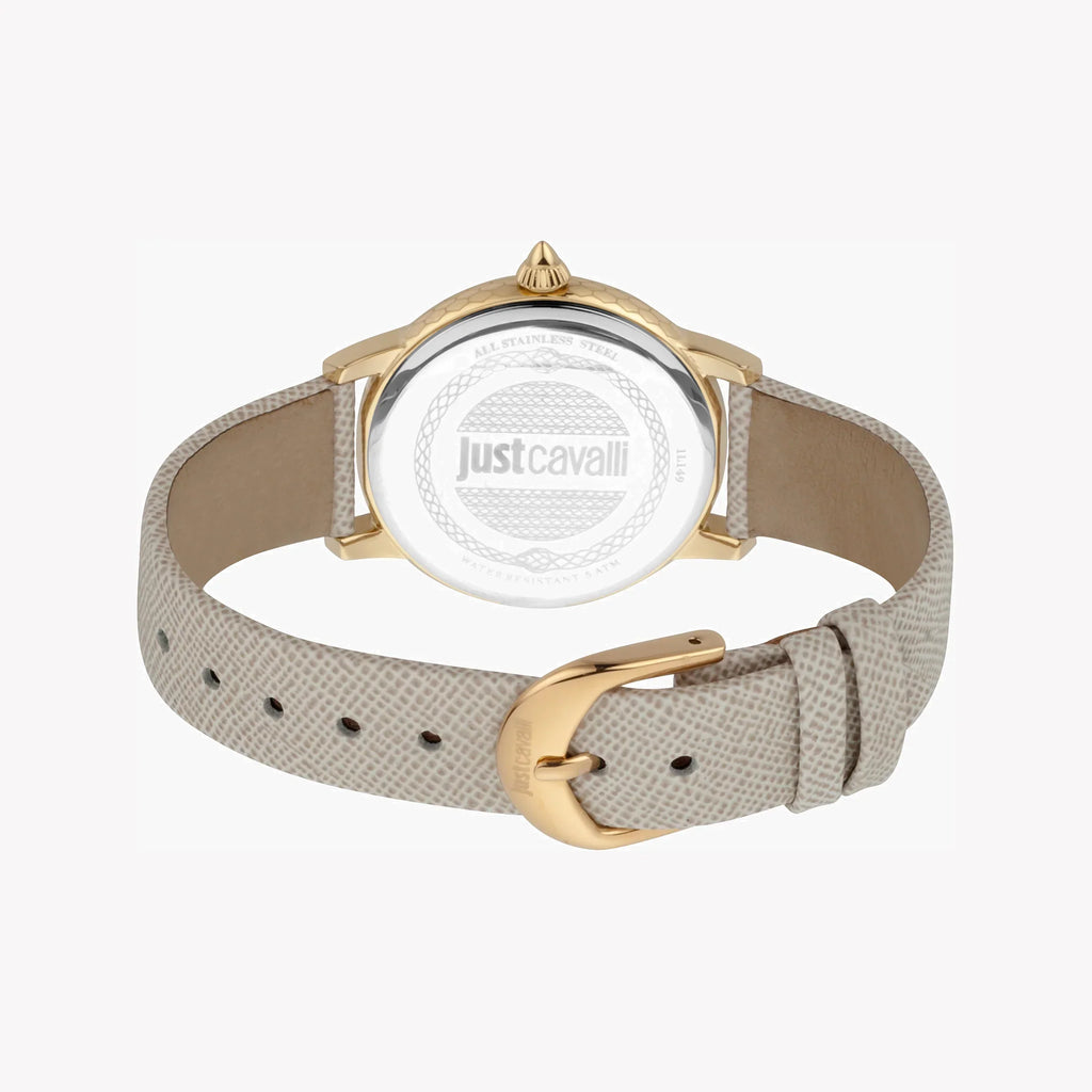 Just Cavalli Women's Gray Leather Watch, Silver Dial | Jc1l149l0025