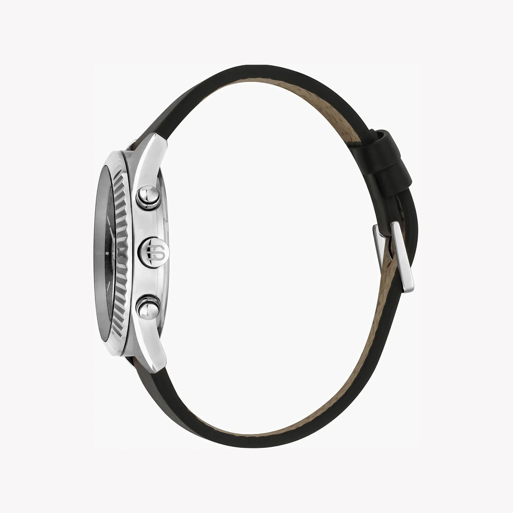 Esprit Men's Black Leather Watch, Black Dial | Es1g030m0015