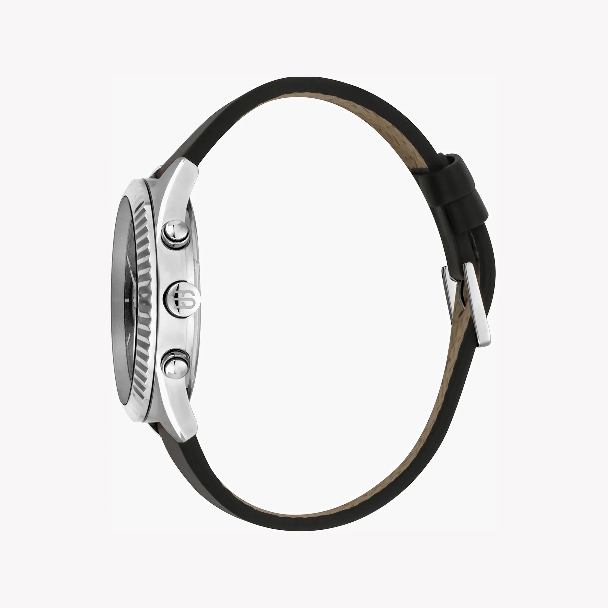 Esprit Men's Black Leather Watch, Black Dial | Es1g030m0015