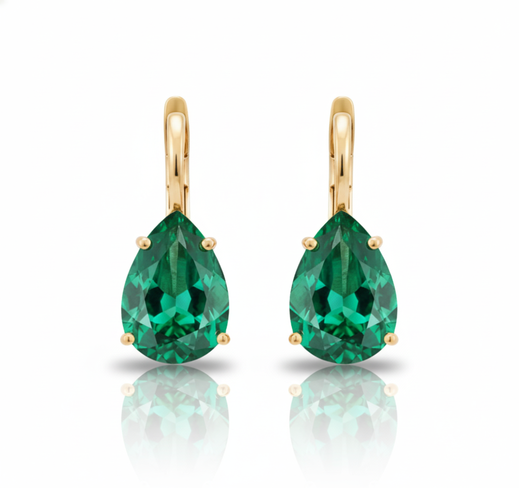 Eclisse Pear Emerald Earrings