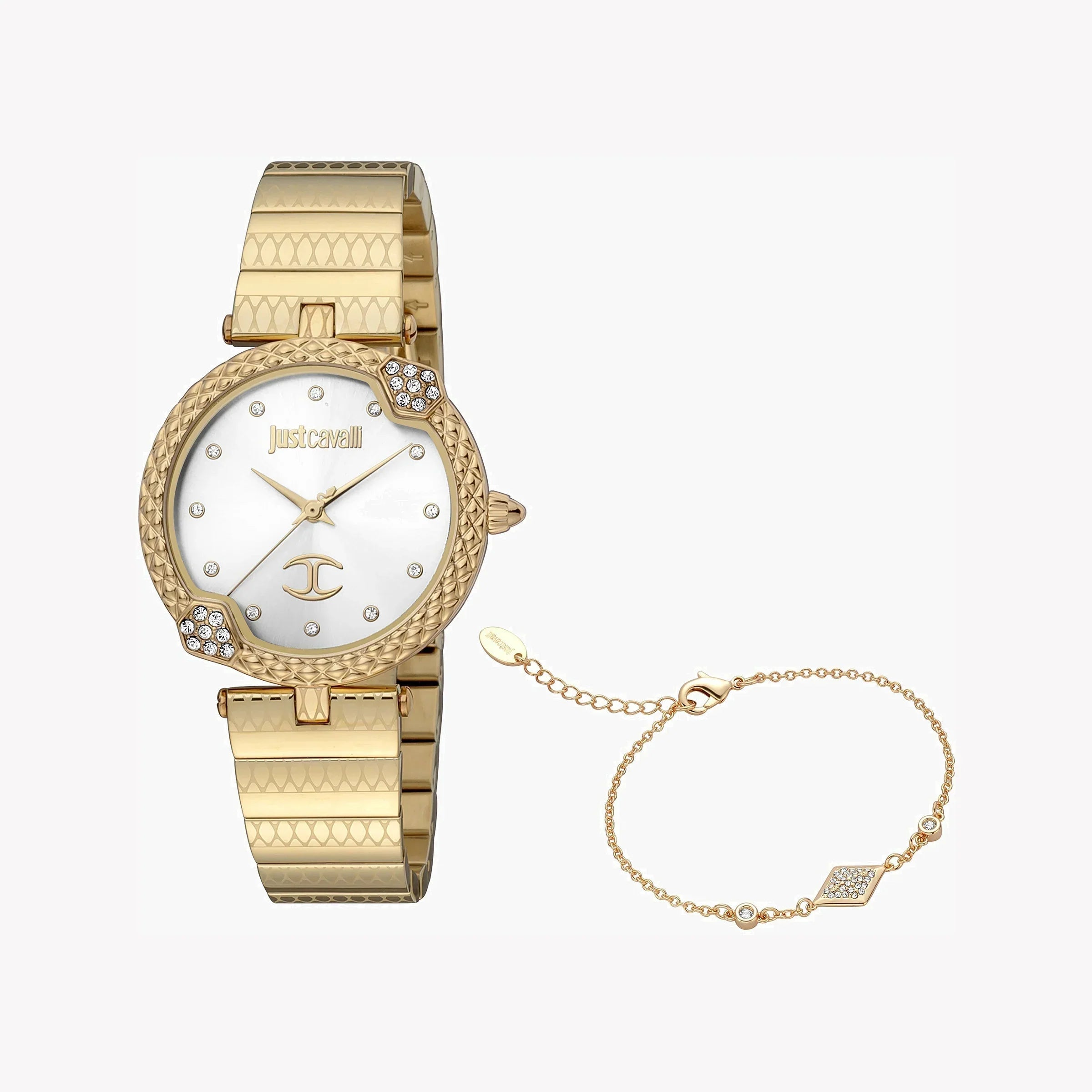 Just Cavalli Women's Gold Stainless Steel Watch, Silver Dial | Jc1l197m0065