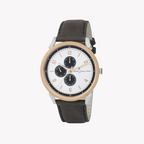 Pierre Cardin Men's Silver & Rose Gold, Brown Leather | Cpi.2078
