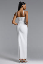 SUKIENKA MAXI VERONIC GLAMOROUS CONTOUR HALTER CUT OUT Z KRYSZTAŁKAMI I UKRYTYM BANDAGE