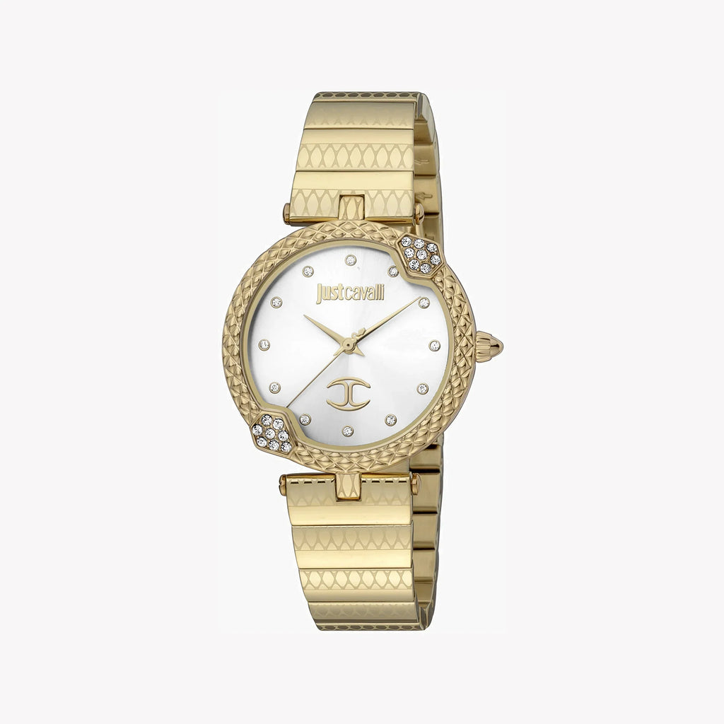 Just Cavalli Women's Gold Stainless Steel Watch, Silver Dial | Jc1l197m0065
