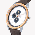 Pierre Cardin Men's Silver & Rose Gold, Brown Leather | Cpi.2078