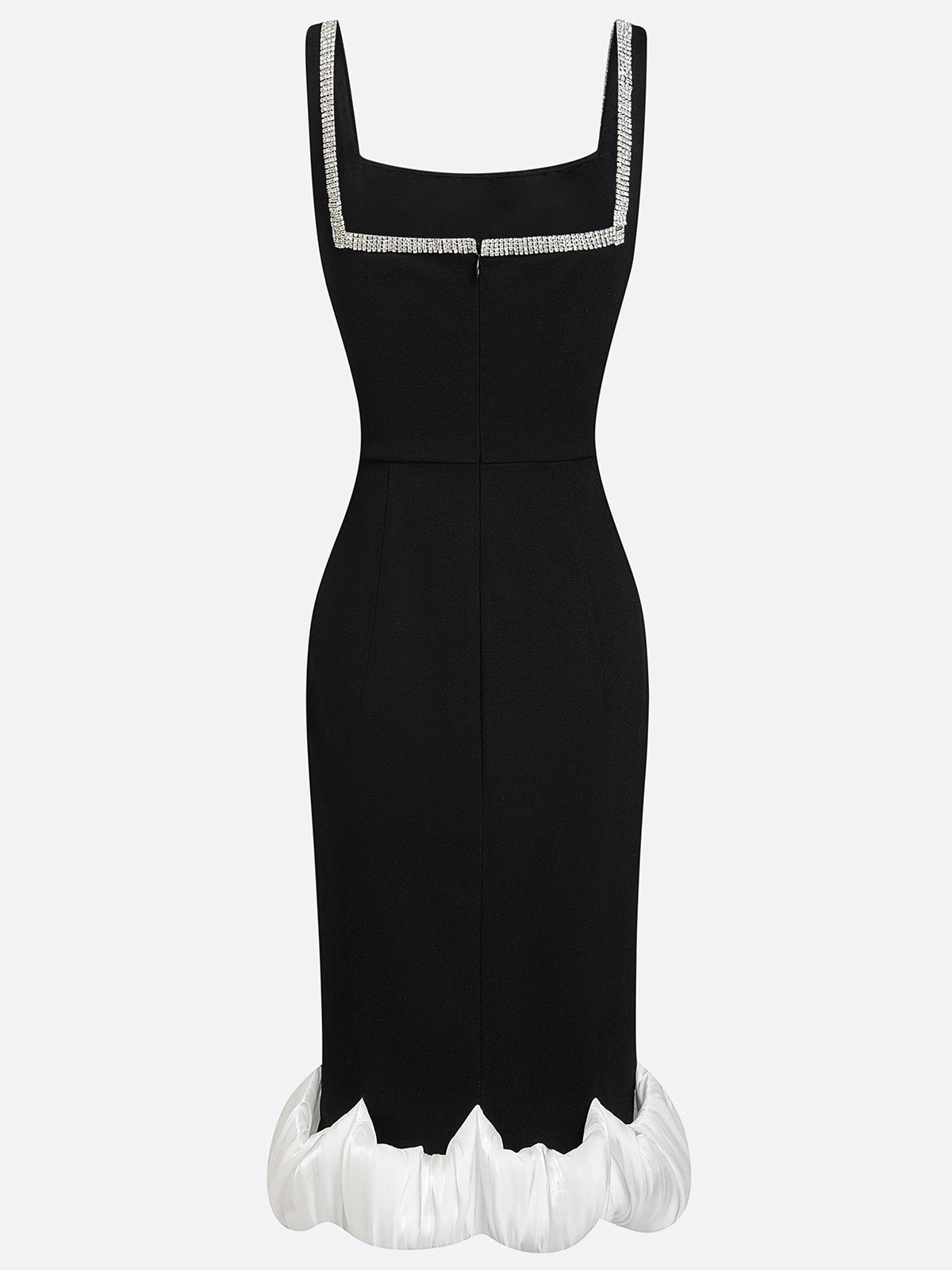 Czarna sukienka midi bodycon z kwadratowym dekoltem