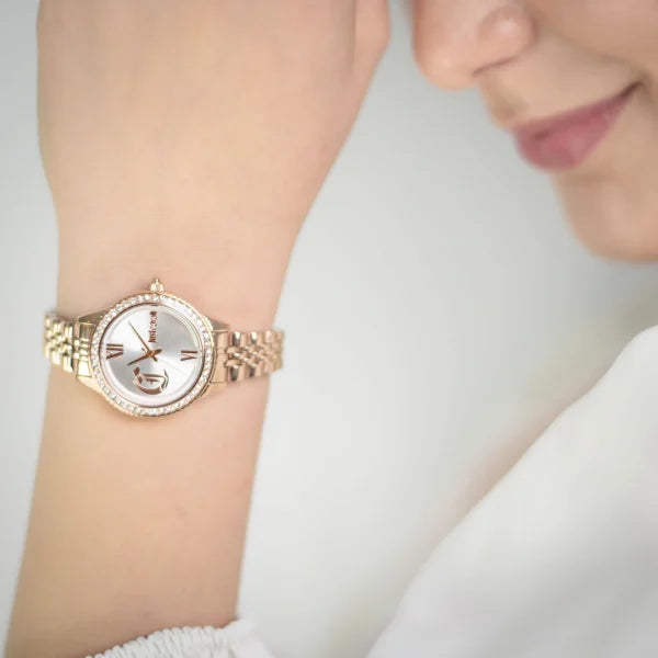 Just Cavalli Women's Rose Gold Alloy Steel Watch, Silver Dial | Jc1l316m0075