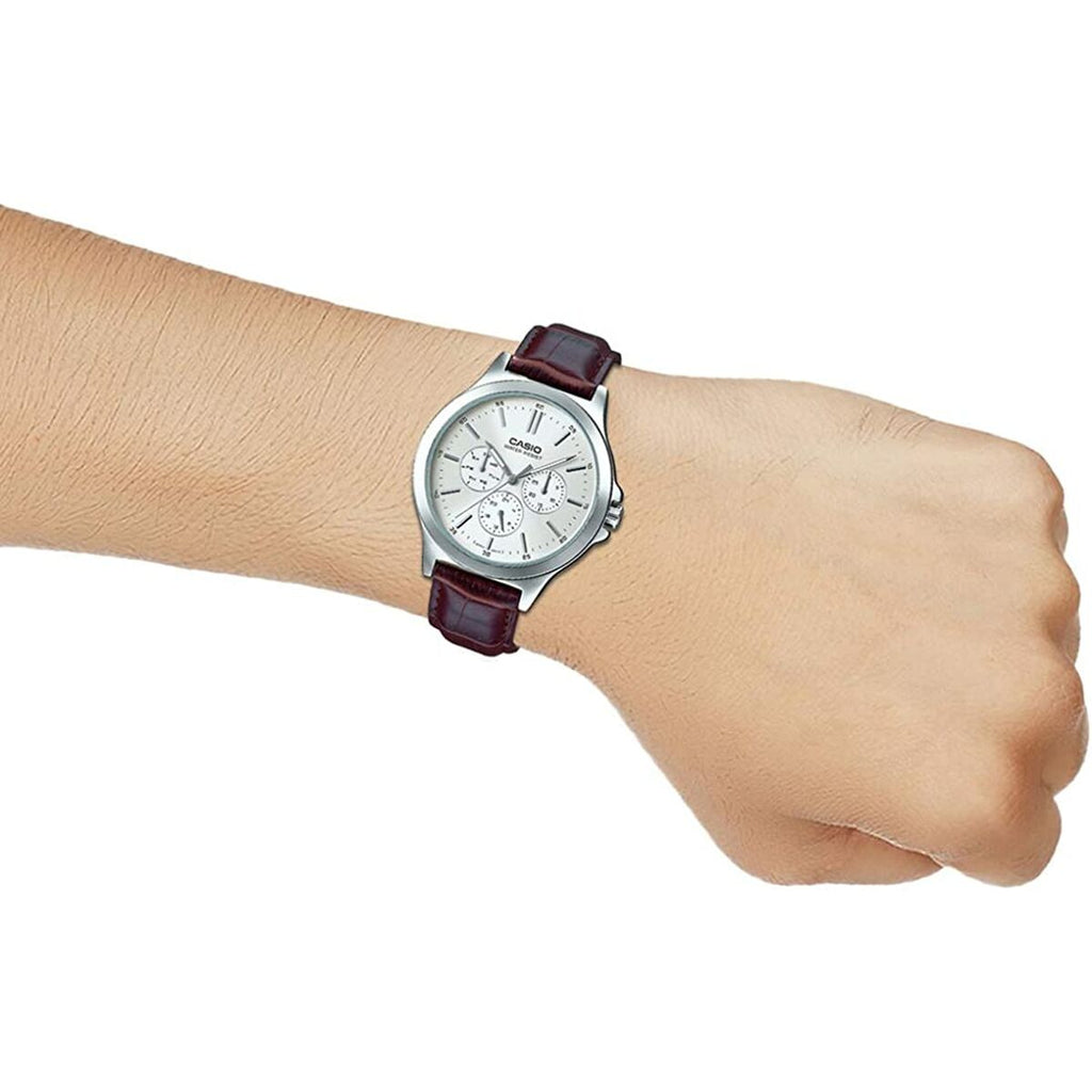 Men's Watch Casio MULTIFUNCTION SILVER, LEATHER (Ø 41,5 mm)
