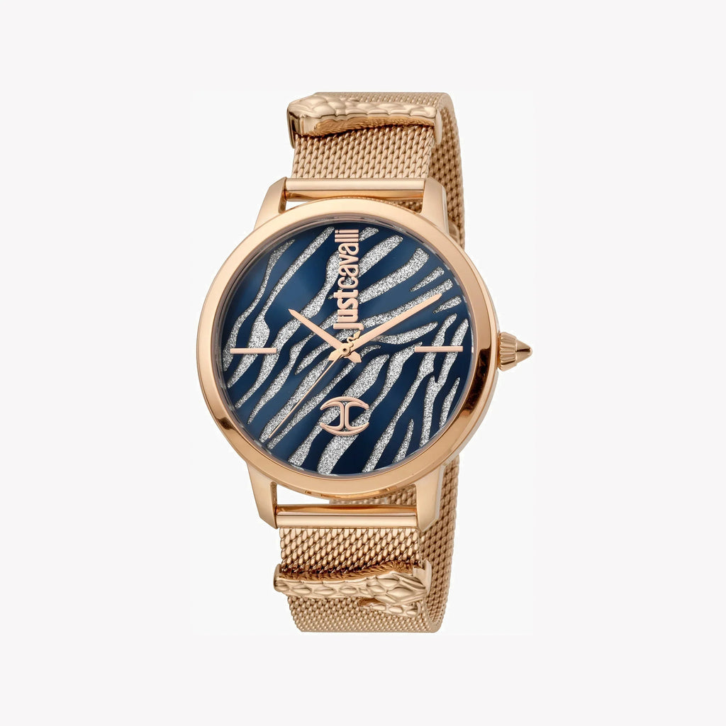 Just Cavalli Women's Rose Gold Watch, Blue & Silver Dial | Jc1l127m0075