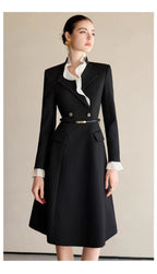 The Contrast-Ruffle Black Dress