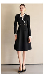 The Contrast-Ruffle Black Dress