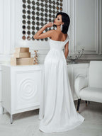 asymmetrical elegant black formal maxi dress handmade party dress unique evening dress