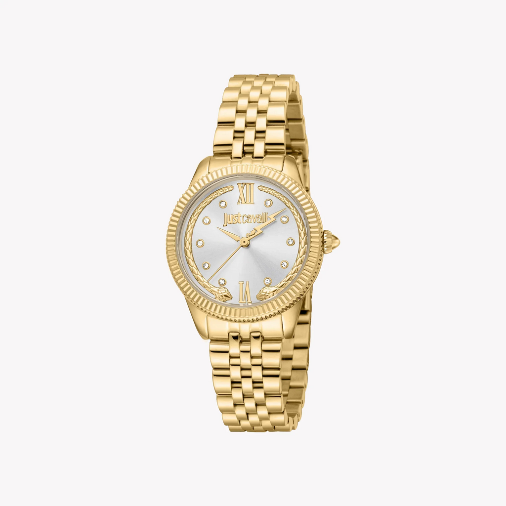 Just Cavalli Women's Gold Alloy Steel Watch, Silver Dial | Jc1l315m0055