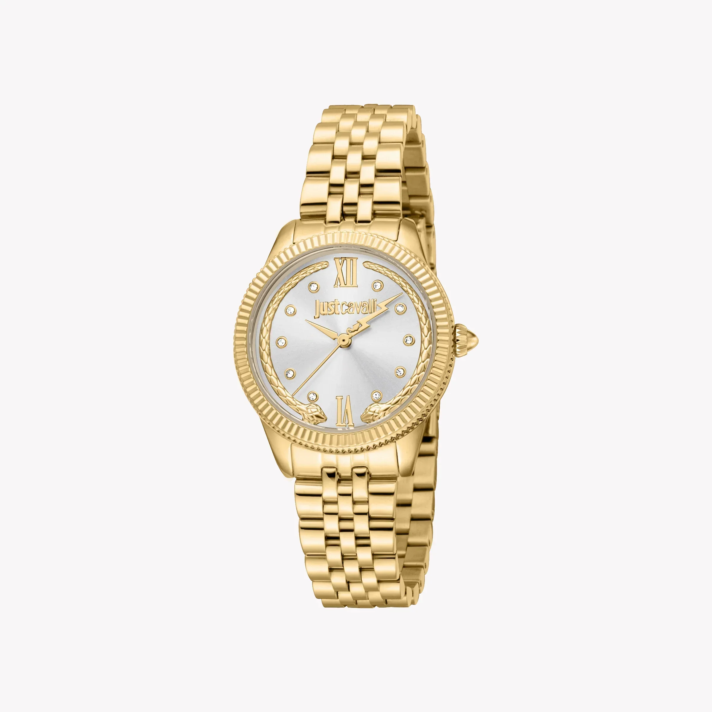 Just Cavalli Women's Gold Alloy Steel Watch, Silver Dial | Jc1l315m0055