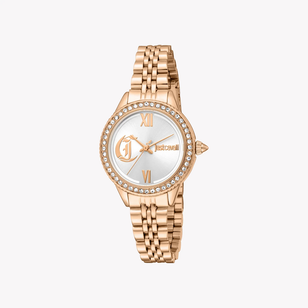 Just Cavalli Women's Rose Gold Alloy Steel Watch, Silver Dial | Jc1l316m0075