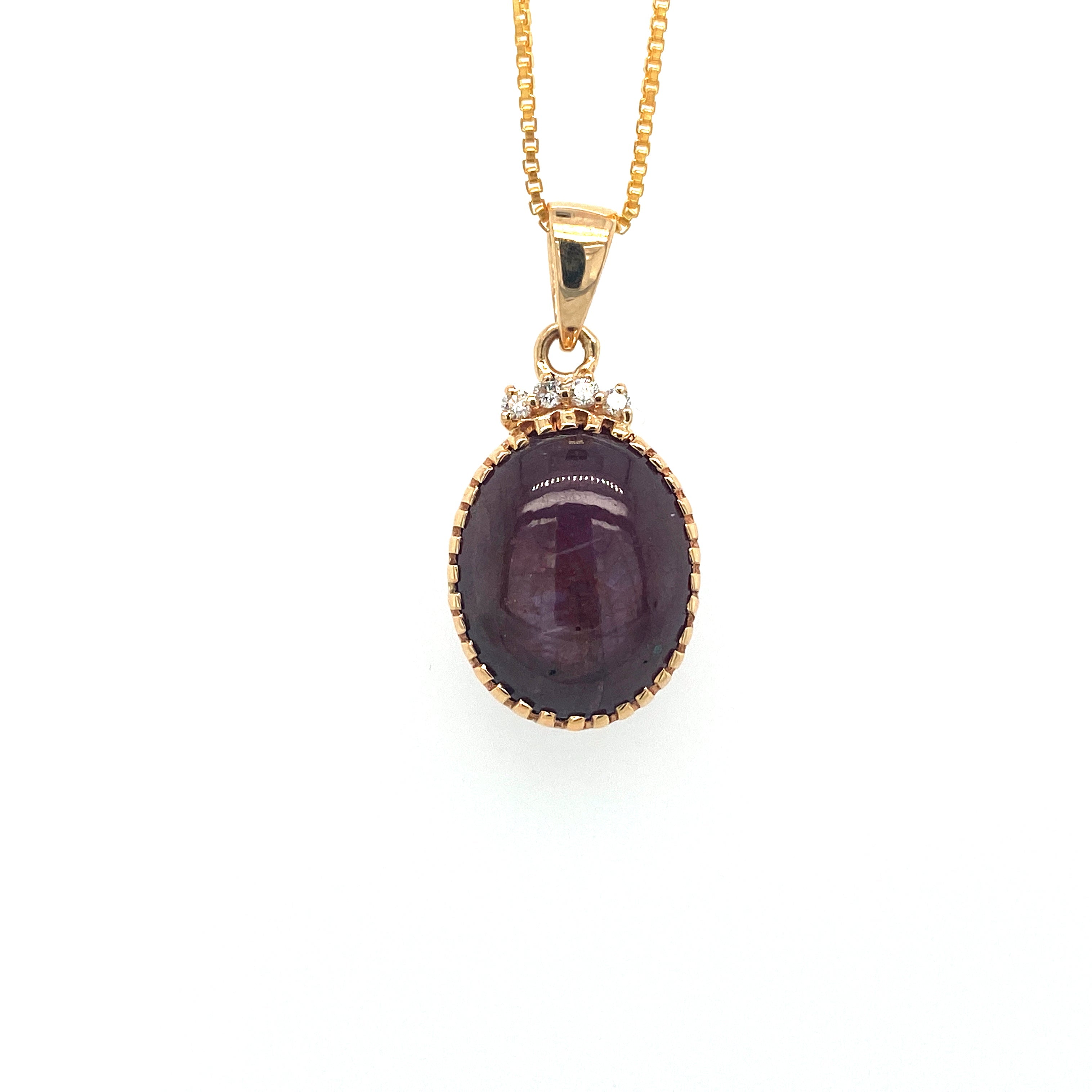 Ruby Star and Diamond Pendant in 14K Yellow Gold - KGP 21450