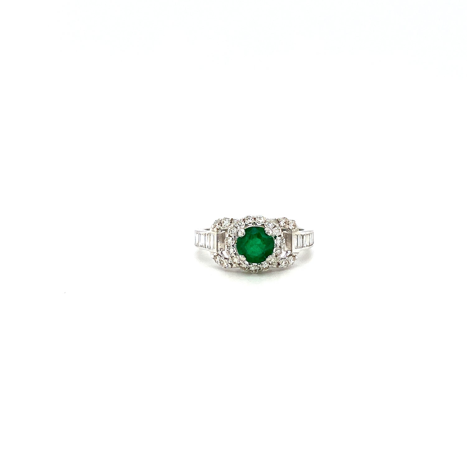 Emerald and Diamond Ring in 14K White Gold - KGR 14909
