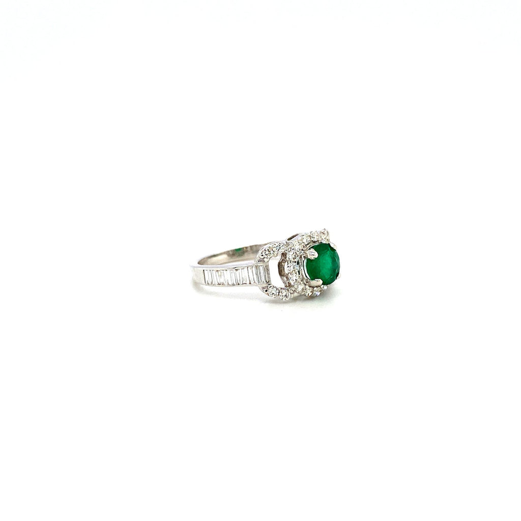 Emerald and Diamond Ring in 14K White Gold - KGR 14909