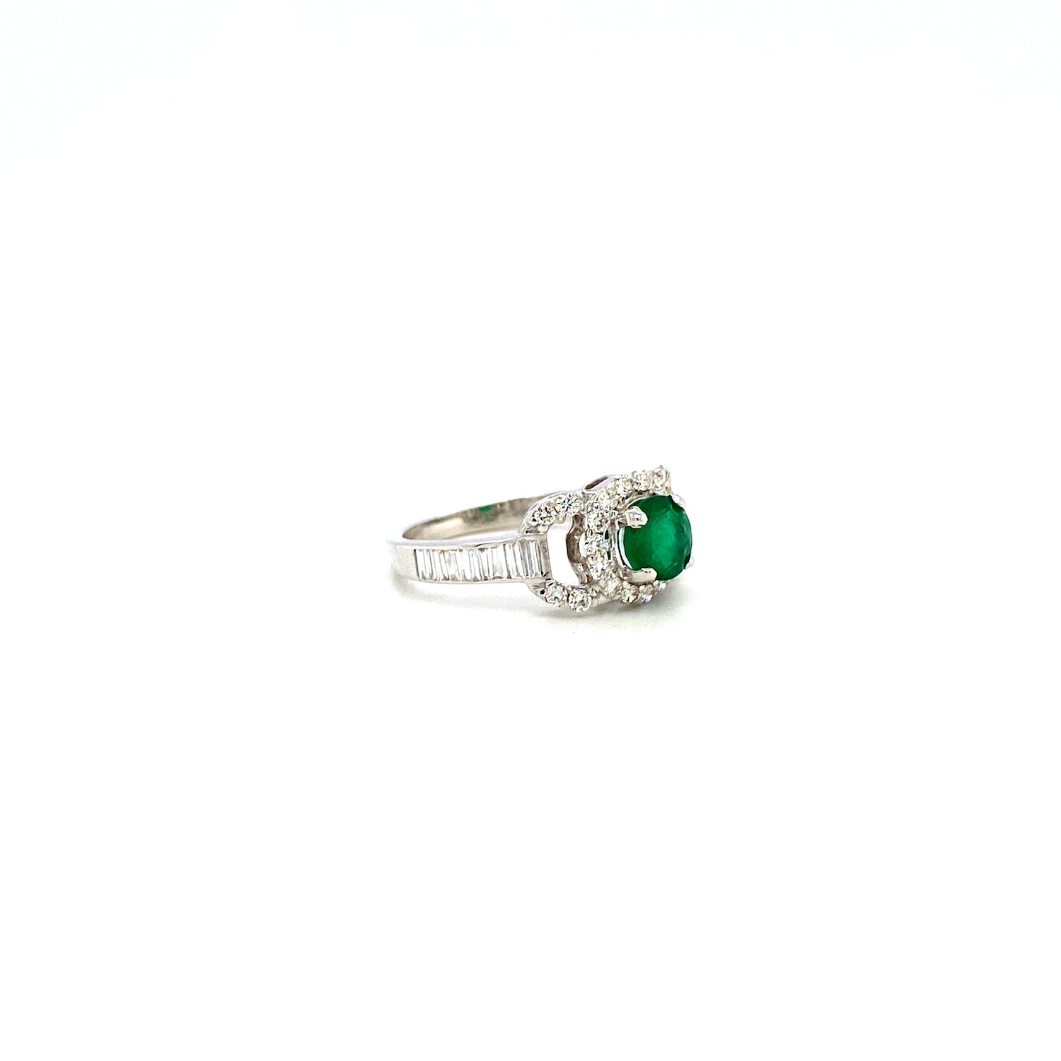 Emerald and Diamond Ring in 14K White Gold - KGR 14909