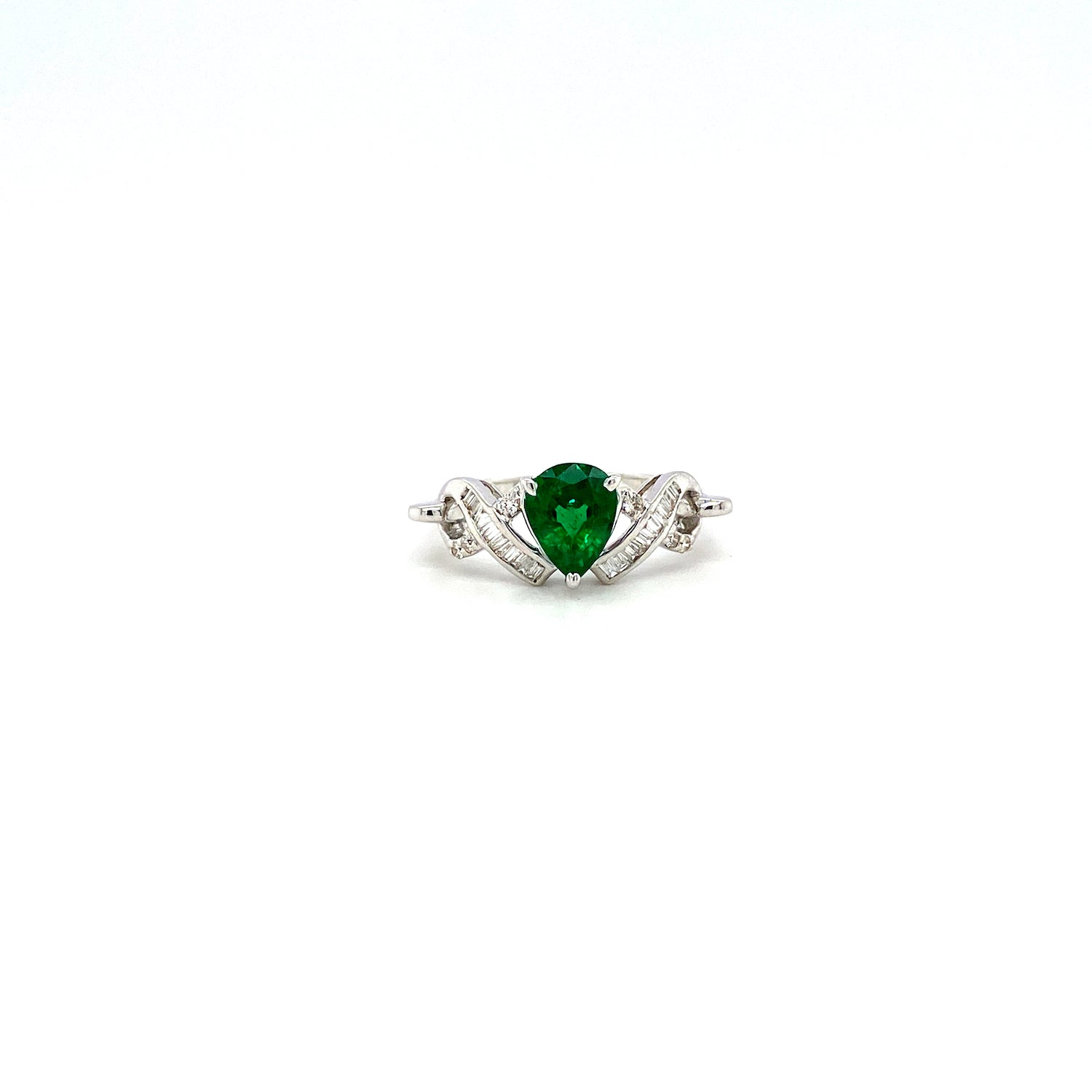 Emerald and Diamond Ring in 18K White Gold - KGR 15863