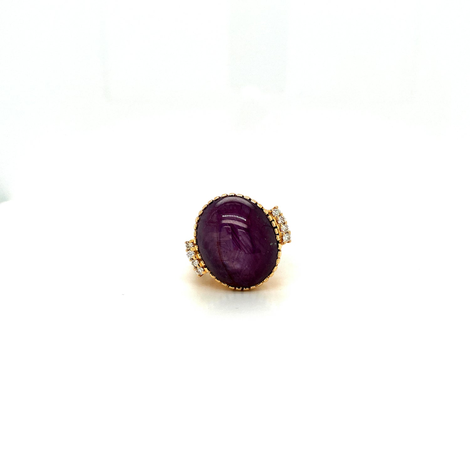 Ruby Star and Diamond Ring in 14K Yellow Gold - KGR 16174
