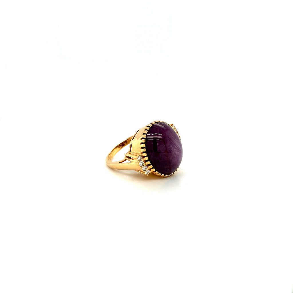 Ruby Star and Diamond Ring in 14K Yellow Gold - KGR 16174