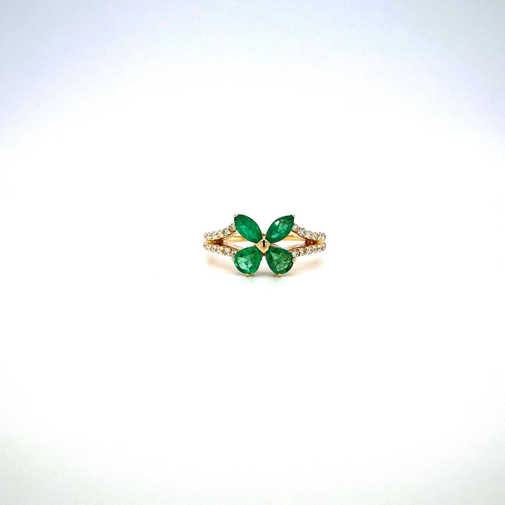 Emerald and Diamond Ring in 14K Yellow Gold - KGR 16320