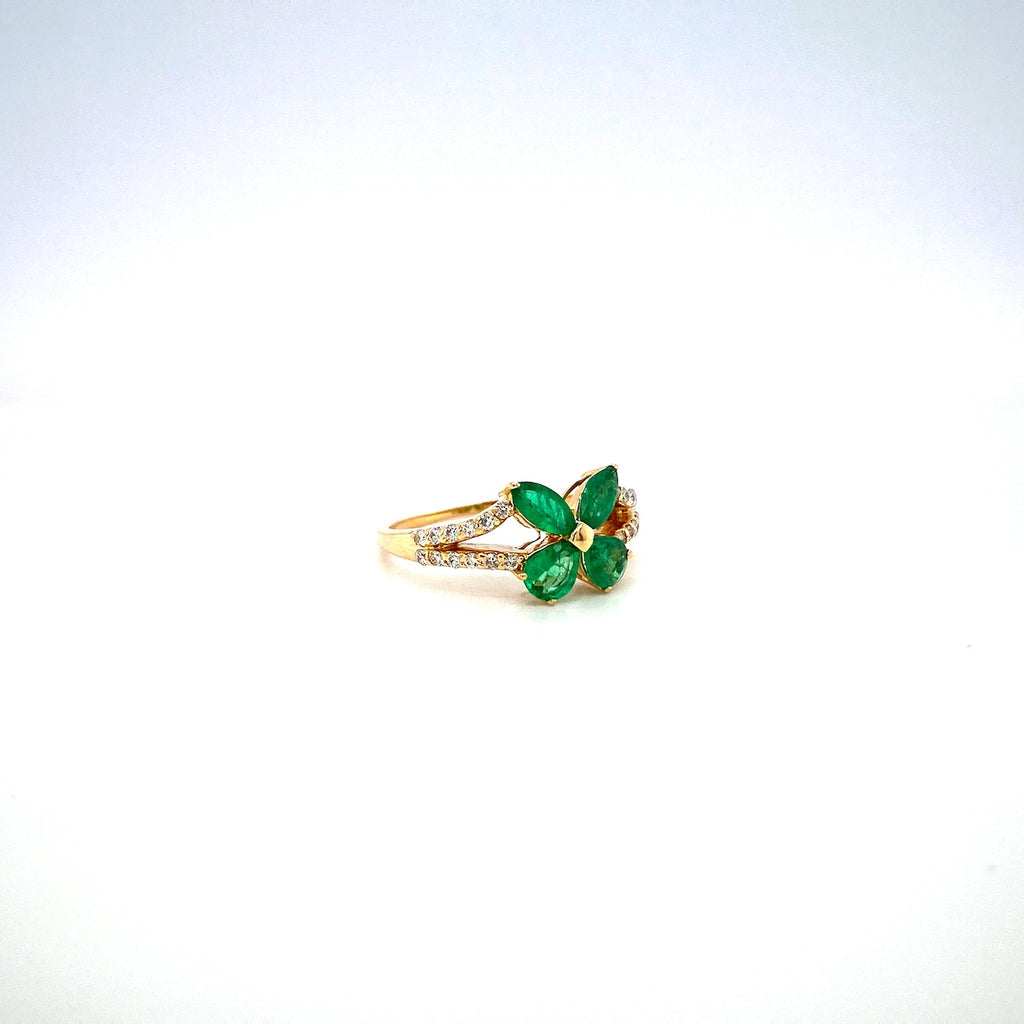Emerald and Diamond Ring in 14K Yellow Gold - KGR 16320