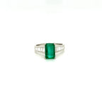 Emerald and Diamond Ring in 18K White Gold - KGR 16352