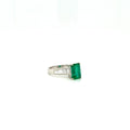 Emerald and Diamond Ring in 18K White Gold - KGR 16352