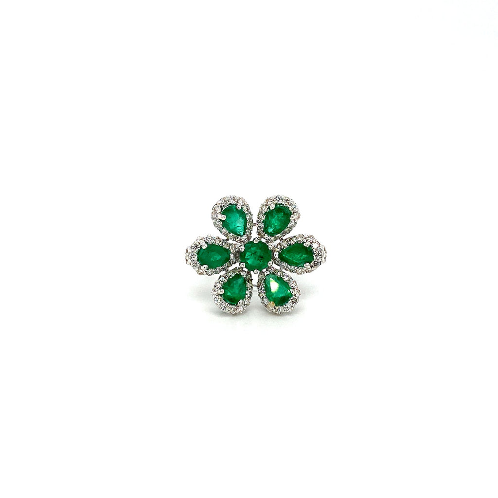 Emerald and Diamond Ring in 18K White Gold - KGR 16541