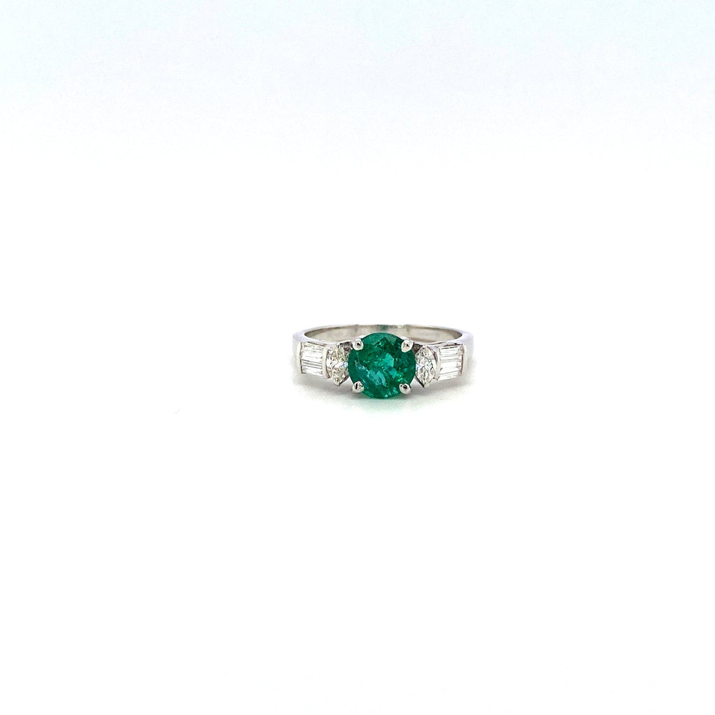 Emerald and Diamond Ring in 18K White Gold - KGR 16655