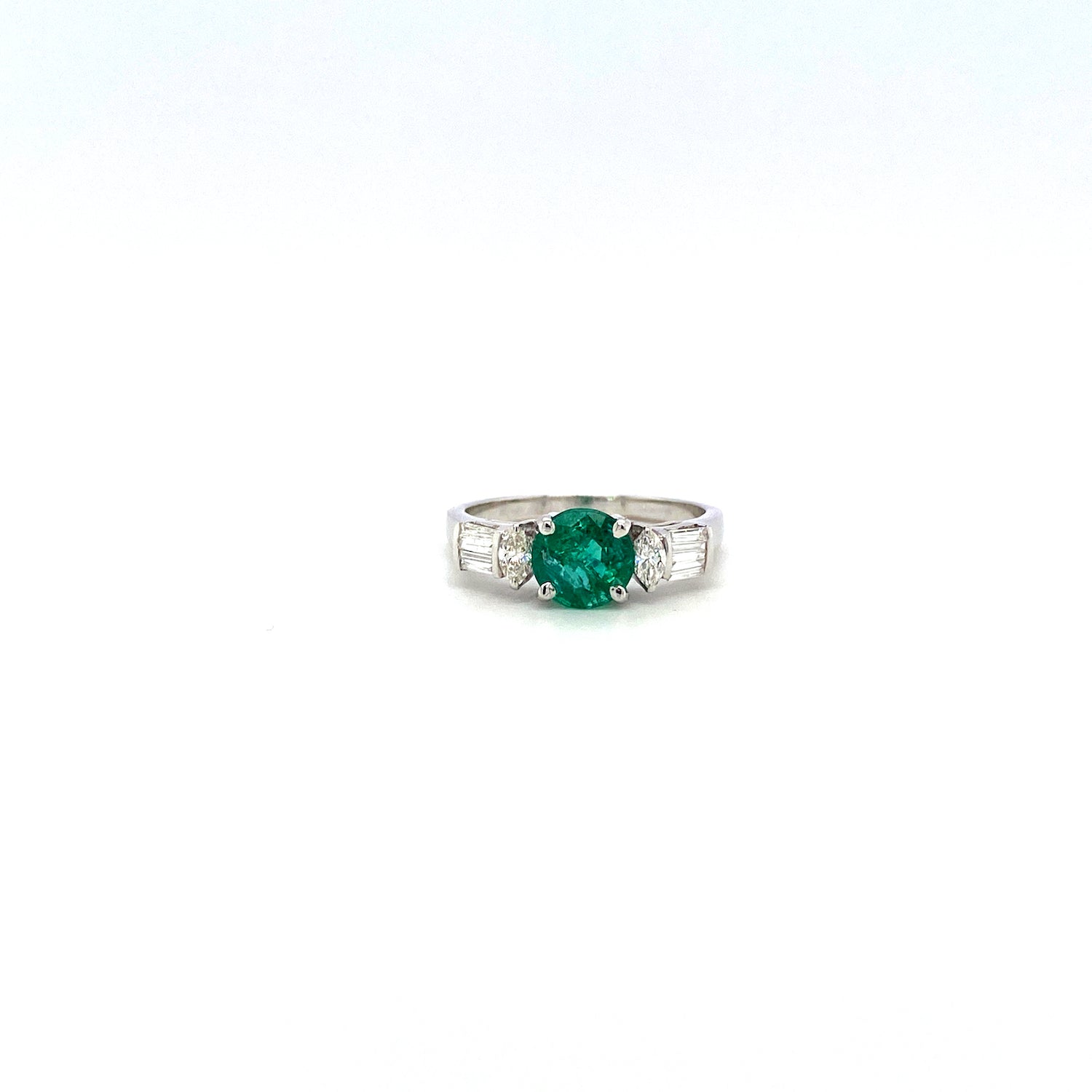 Emerald and Diamond Ring in 18K White Gold - KGR 16655