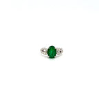 Emerald and Diamond Ring in 14K White Gold - KGR 17104