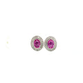 Pink Sapphire and Diamond Earrings in 14K White Gold - KGT 33334