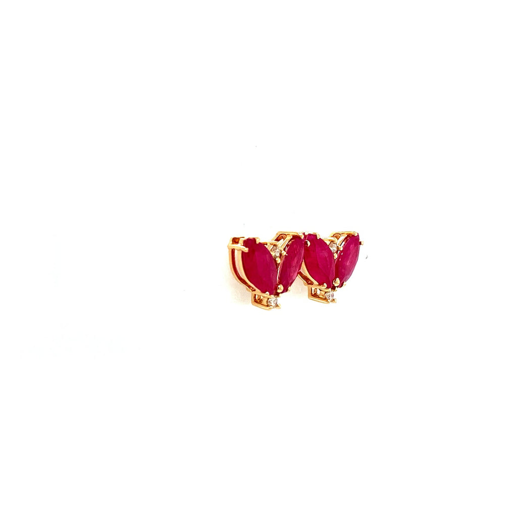 Ruby and Diamond Earring in 14K Yellow Gold - KGT 33532