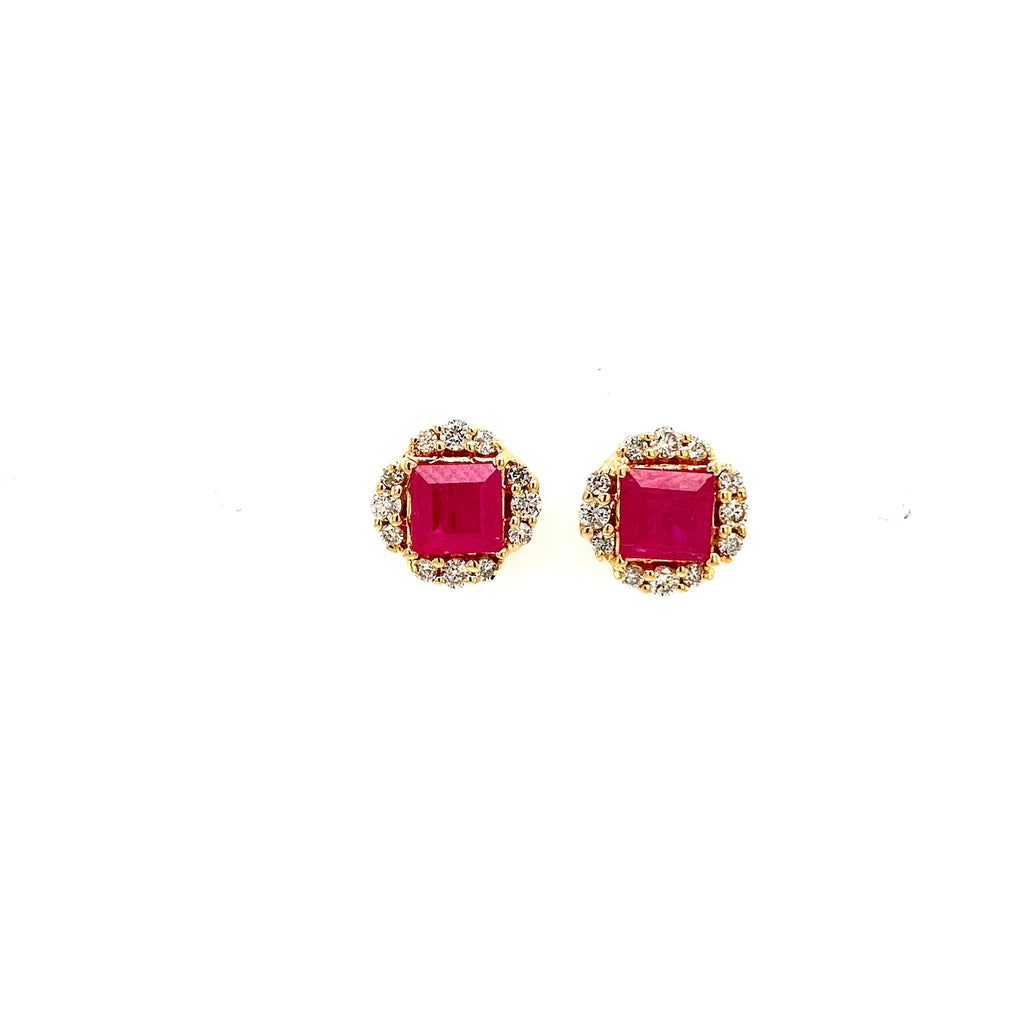 Ruby and Diamond Earring in 14K Yellow Gold - KGT 33556