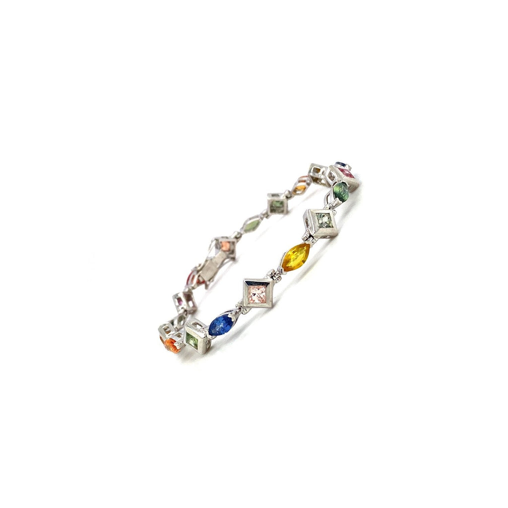 Multi Sapphire Bracelet in .925 Sterling Silver - KSD 46695
