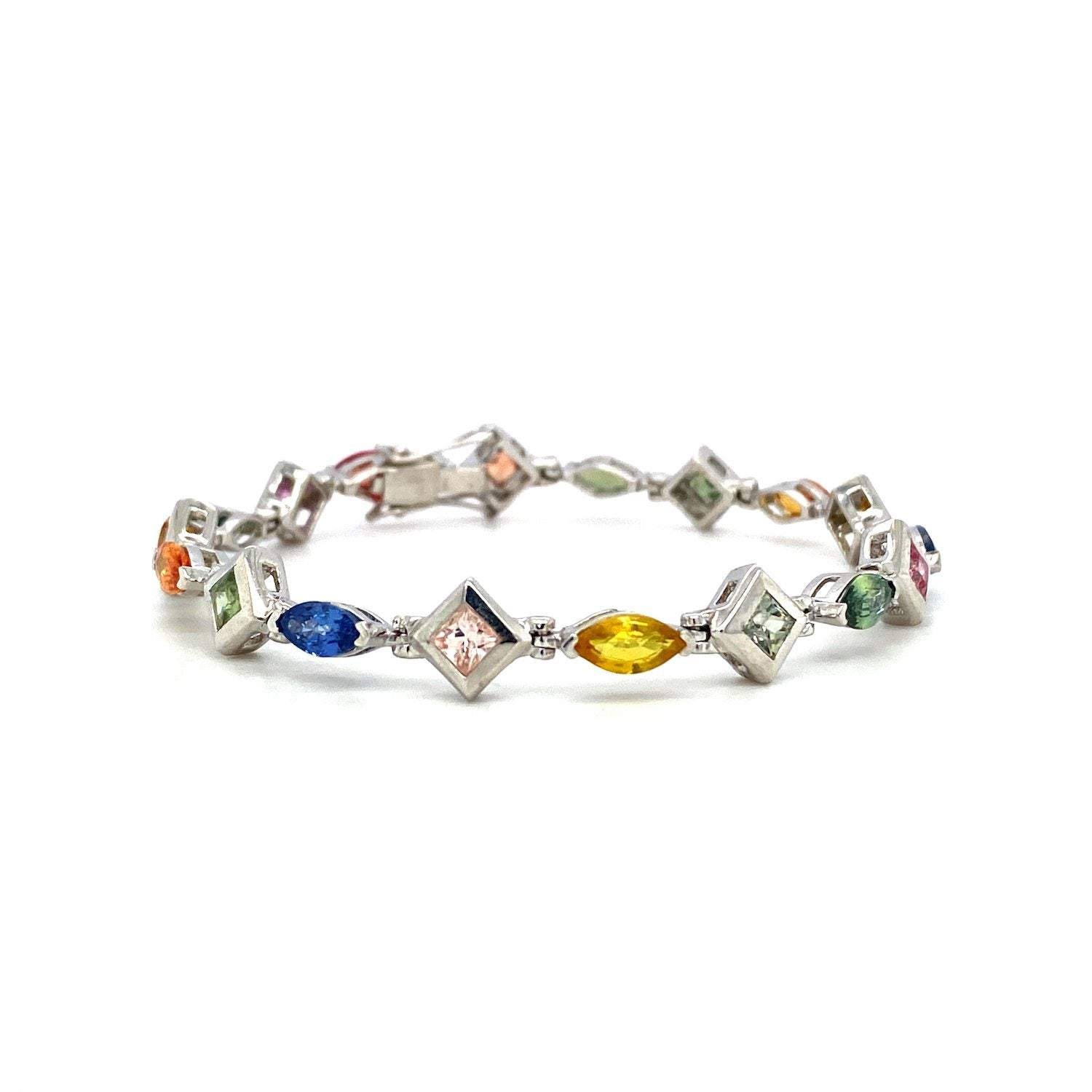 Multi Sapphire Bracelet in .925 Sterling Silver - KSD 46695