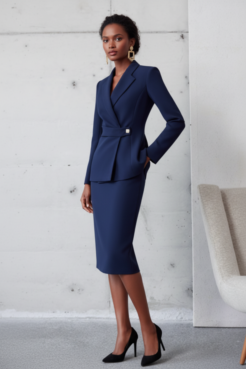 The Knightsbridge Skirt Suit – Navy