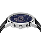 Trnda Men's Stainless Steel Watch, Black Leather Band | Trn-43db