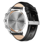 Trnda Men's Stainless Steel Watch, Black Leather Band | Trn-43db