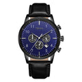 Trnda Men's Stainless Steel Watch, Black Leather Band | Trnda-43bl