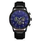 Trnda Men's Stainless Steel Watch, Black Leather Band | Trnda-43bl