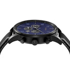 Trnda Men's Stainless Steel Watch, Black Leather Band | Trnda-43bl