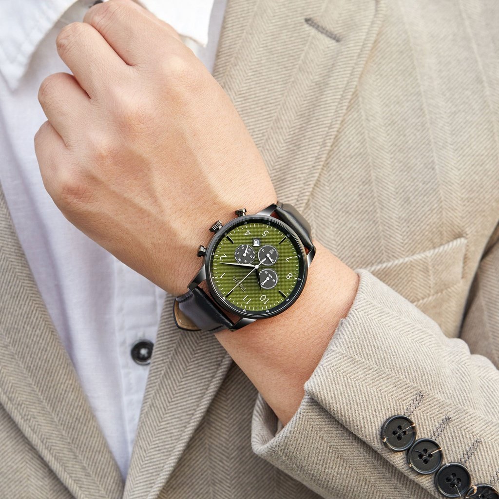 Trnda Men's Stainless Steel Watch, Gradient Seaweed Green | Trn-43blk