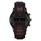 Trnda Men's Stainless Steel Black Watch, Brown Leather Band | Trn-43mm-Bl