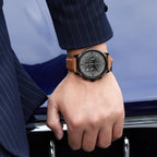 Trnda Men's Stainless Steel Watch, Black & Tan | Trnda-43mm