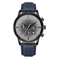 Trnda Men's Black Stainless Steel Watch, Blue Leather Band | Trnda43bl