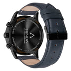 Trnda Men's Black Stainless Steel Watch, Blue Leather Band | Trnda43bl